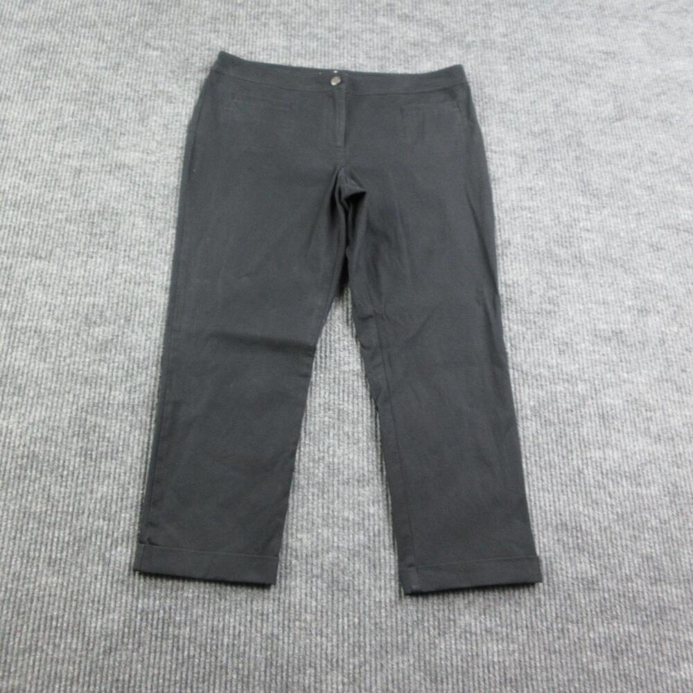 Eileen Fisher Pants Womens M Black Ankle Slim Stretch Zip Cuffed 34x24.5*